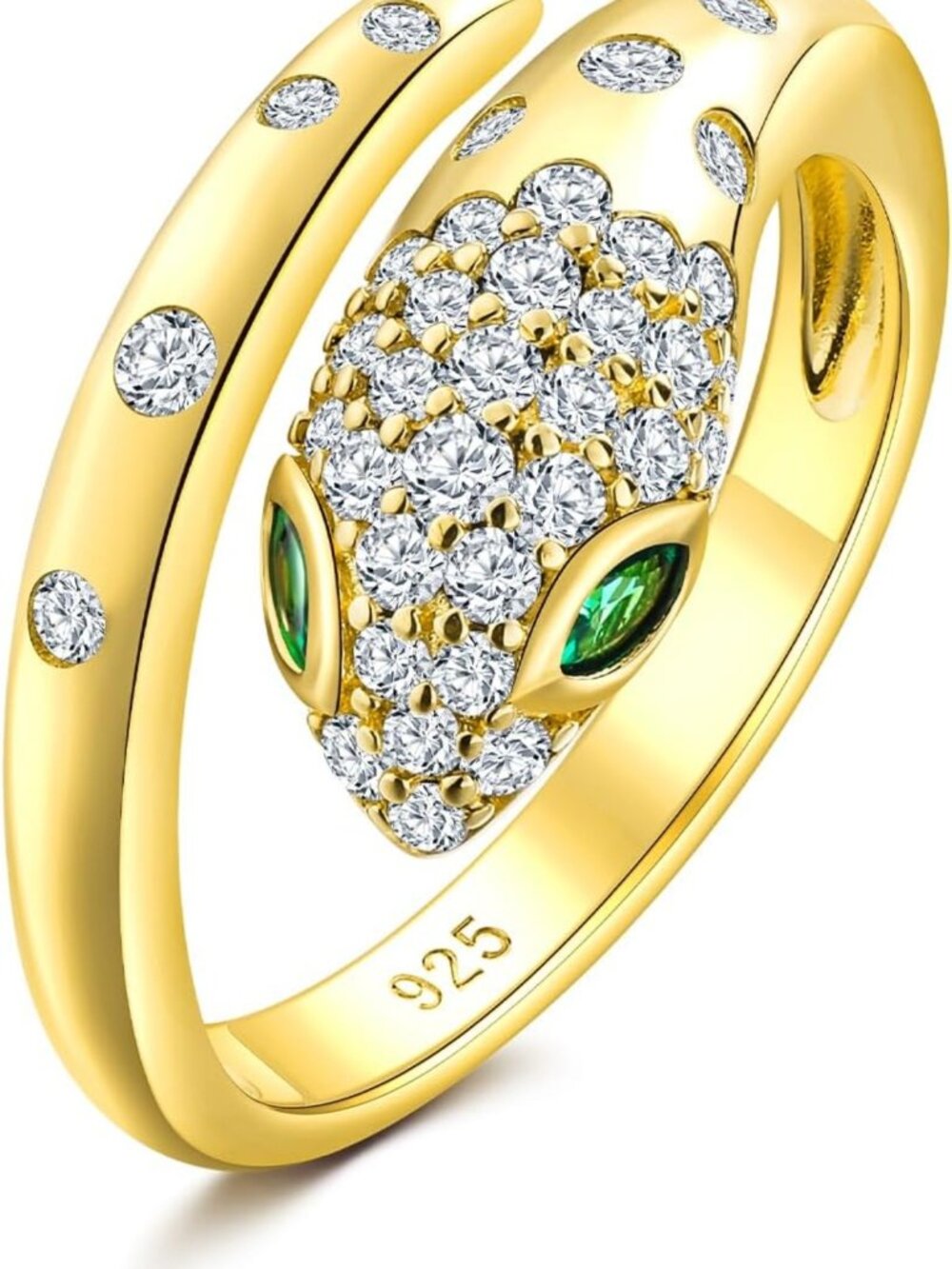 Stylish Adjustable Snake Ring for Women - Sterling Silver & Gold Plated Cocktail
